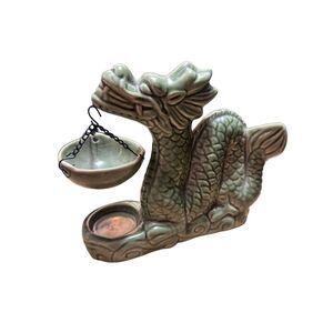 Green Dragon tea light candle holder Lucky Feng Shui
